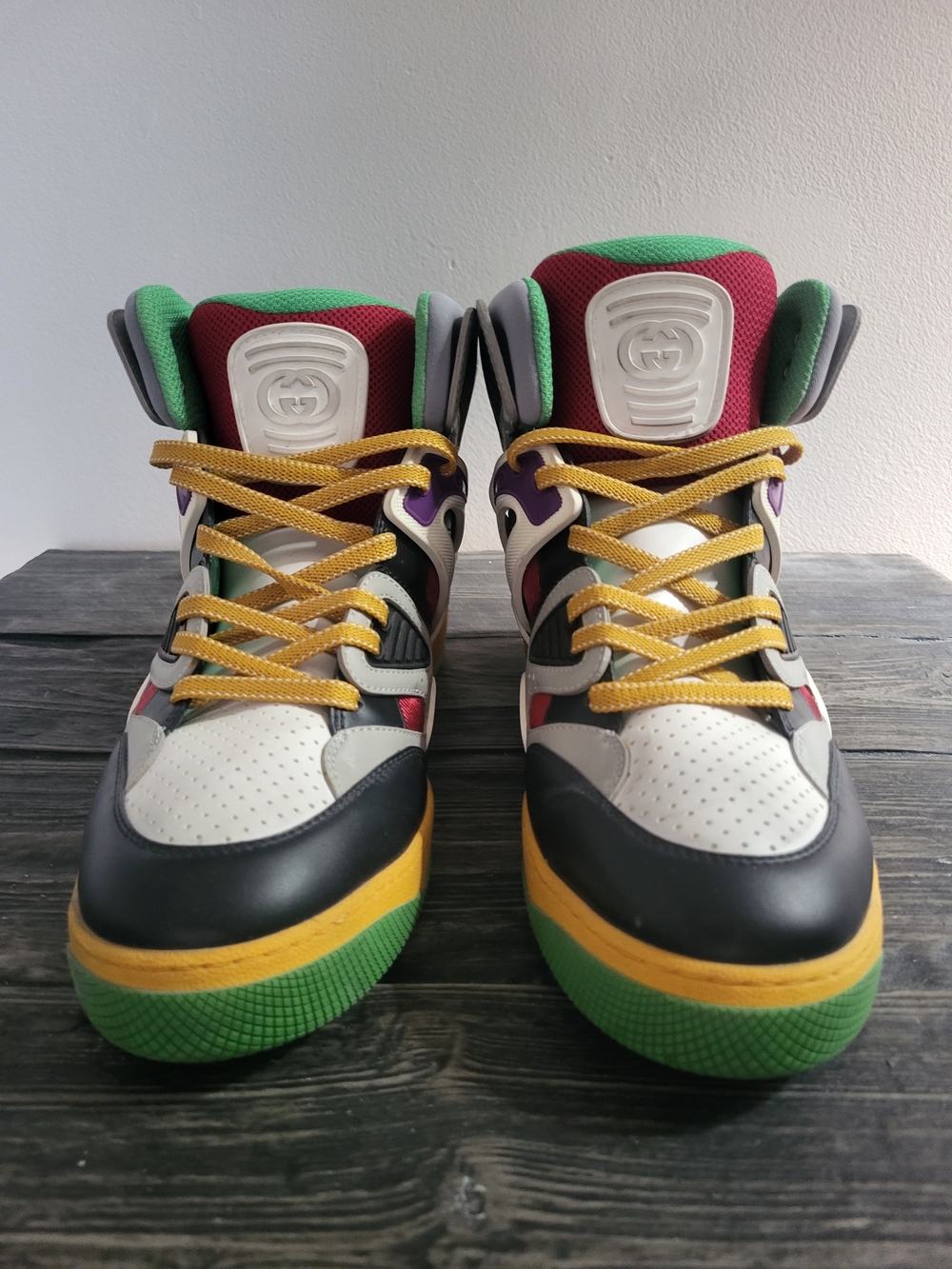 Gucci Men's Multicolor High-Top Sneakers - Green/Yellow/Black/Red/Purple
